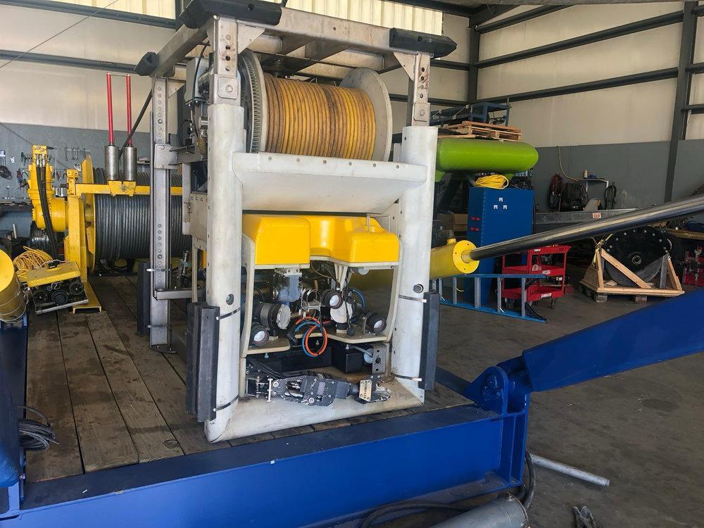 ROV system with TMS winch in workshop preparation