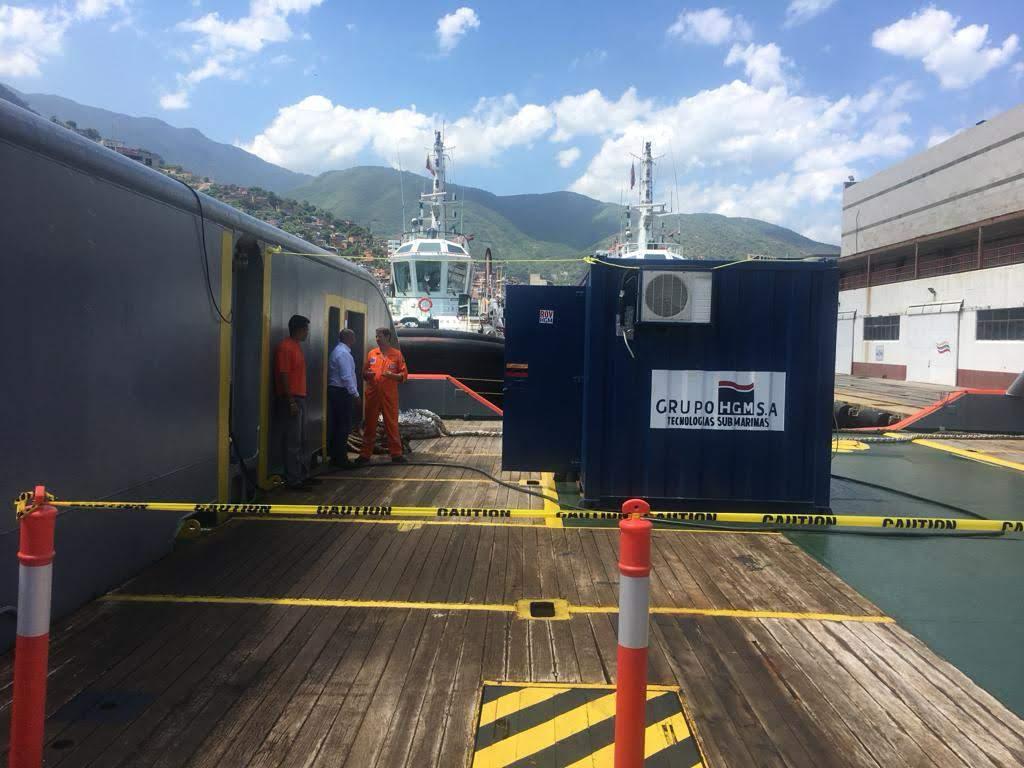 HGM operations container deployed on a vessel at port