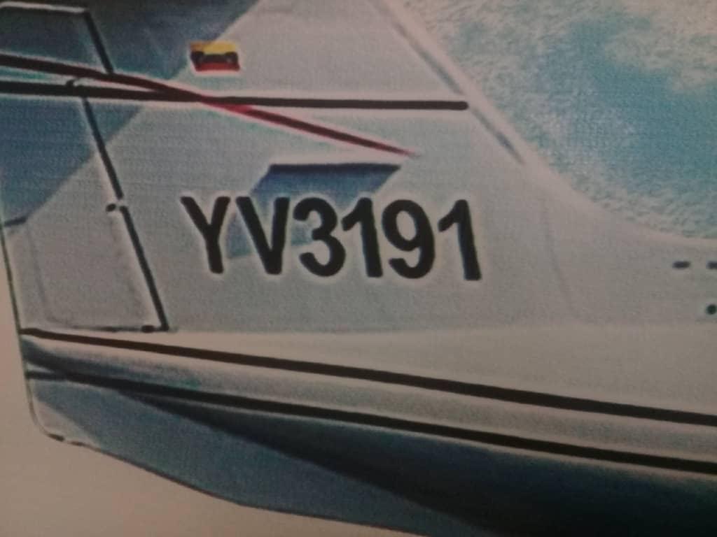 Aircraft tail identification YV3191 documentation